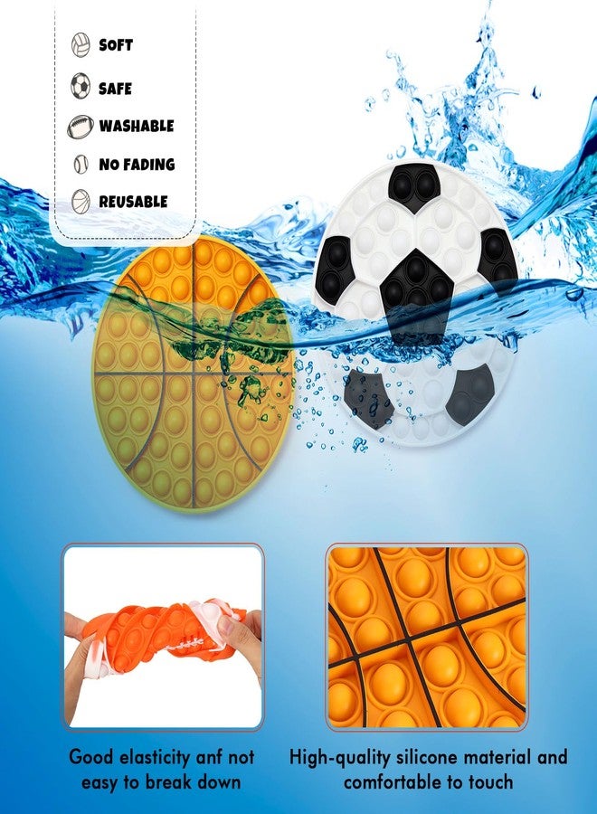 4 قطع من أدوات التململ الرياضية، أداة ضغط الفقاعات الرياضية، أدوات تخفيف التوتر والقلق والاسترخاء، مجموعة ضغط من السيليكون للبالغين، هدايا حفلات مدرسية (بيسبول، كرة قدم، كرة قدم أمريكية، كرة سلة) - Image 5